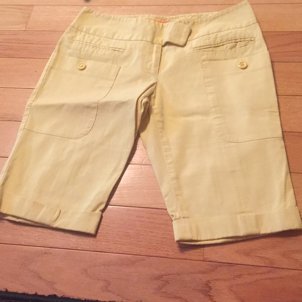 yellow long shorts
